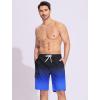 image:imageSILKWORLD Mens Swim Trunks with Compression Liner QuickDry 10 Stretch Beach ShortsBlack Blue Gradient