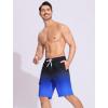 image:imageSILKWORLD Mens Swim Trunks with Compression Liner QuickDry 10 Stretch Beach ShortsBlack Blue Gradient