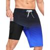 image:imageSILKWORLD Mens Swim Trunks with Compression Liner QuickDry 10 Stretch Beach ShortsBlack Blue Gradient