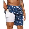 image:imageSILKWORLD 7 Inch Mens Swim Trunks with Compression Liner QuickDry Bathing Suit with Zipper PocketsPalm Tree