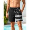 image:imageSILKWORLD Mens Swim Trunks Quick Dry Compression Liner 2 in 1 Shorts Men SwimsuitAmerican Flag Stripes