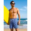 image:imageSILKWORLD Mens Swim Trunks Quick Dry Compression Liner 2 in 1 Shorts Men SwimsuitBlue Black Vertical Stripes
