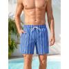 image:imageSILKWORLD Mens Swim Trunks Quick Dry Compression Liner 2 in 1 Shorts Men SwimsuitBlue Black Vertical Stripes