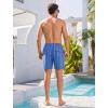 image:imageSILKWORLD Mens Swim Trunks Quick Dry Compression Liner 2 in 1 Shorts Men SwimsuitBlue Black Vertical Stripes
