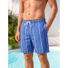 image:imageSILKWORLD Mens Swim Trunks Quick Dry Compression Liner 2 in 1 Shorts Men SwimsuitBlue Black Vertical Stripes
