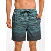 image:imageSILKWORLD Mens Swim Trunks Quick Dry Compression Liner 2 in 1 Shorts Men SwimsuitGreen Gray Gradient