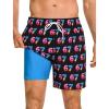 image:imageSILKWORLD Mens Swim Trunks Quick Dry Compression Liner 2 in 1 Shorts Men SwimsuitBlack 67 Ice Cream Print