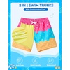 image:imageSILKWORLD Boys Swim Trunks with Compression Liner Bathing Suit Quick Dry Swim Shorts Kids Swimsuits 516 YearsA2pink Blue Ice Cream