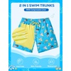 image:imageSILKWORLD Boys Swim Trunks with Compression Liner Bathing Suit Quick Dry Swim Shorts Kids Swimsuits 516 YearsBlue Yellow Ice Cream