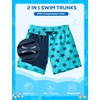 image:imageSILKWORLD Boys Swim Trunks with Compression Liner Bathing Suit Quick Dry Swim Shorts Kids Swimsuits 516 YearsNavy Blue Sea Turtle