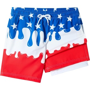 image:imageSILKWORLD Boys Swim Trunks with Compression Liner Bathing Suit Quick Dry Swim Shorts Kids Swimsuits 516 YearsAmerican Flag 01