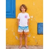 image:imageSILKWORLD Boys Swim Trunks with Compression Liner Quick Dry Bathing Suits Kids Beach Swimming Shorts 516 YearsBlue Ice Cream