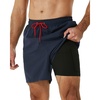 image:imageSILKWORLD Mens Swimming Trunks with Compression Liner 2 in 1 QuickDry Swim Shorts with Zipper Pockets
