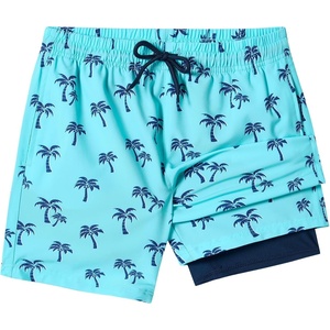 image:imageSILKWORLD Boys Swim Trunks with Compression Liner Quick Dry Bathing Suits Kids Beach Swimming Shorts 516 YearsBluecoconut Tree