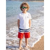 image:imageSILKWORLD Boys Swim Trunks with Compression Liner Quick Dry Bathing Suit NoChafing Swimming Shorts for Kids Swimwear 5T16YAmerican Flag