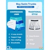 image:imageSILKWORLD Boys Swim Trunks with Compression Liner Quick Dry Bathing Suit NoChafing Swimming Shorts for Kids Swimwear 5T16YBlue Swirl