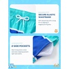 image:imageSILKWORLD Boys Swim Trunks with Compression Liner Quick Dry Bathing Suit NoChafing Swimming Shorts for Kids Swimwear 5T16YBlue Swirl