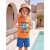 image:imageSILKWORLD Boys Swim Trunks with Compression Liner Quick Dry Bathing Suit NoChafing Swimming Shorts for Kids Swimwear 5T16YNavy Ice Cream