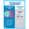 image:imageSILKWORLD Boys Swim Trunks with Compression Liner Quick Dry Bathing Suit NoChafing Swimming Shorts for Kids Swimwear 5T16YPink Shark