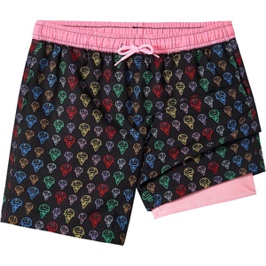 image:imageSILKWORLD Boys Swim Trunks with Compression Liner Quick Dry Bathing Suit NoChafing Swimming Shorts for Kids Swimwear 5T16YBlack Ice Cream