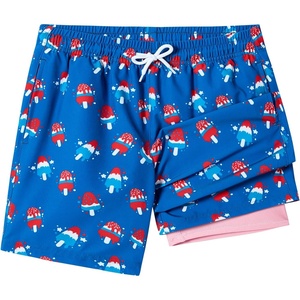 image:imageSILKWORLD Boys Swim Trunks with Compression Liner Quick Dry Bathing Suit NoChafing Swimming Shorts for Kids Swimwear 5T16YNavy Ice Cream