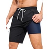 image:imageSILKWORLD Mens Swim Trunks with Compression Liner 9 Inch QuickDry Bathing Suit Beach Cargo Shorts with Zipper PocketsA01black