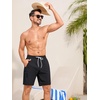 image:imageSILKWORLD Mens Swim Trunks with Compression Liner 9 Inch QuickDry Bathing Suit Beach Cargo Shorts with Zipper PocketsA01black