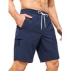 image:imageSILKWORLD Mens Swim Trunks with Compression Liner 9 Inch QuickDry Bathing Suit Beach Cargo Shorts with Zipper PocketsA03navy