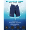 image:imageSILKWORLD Mens Swim Trunks with Compression Liner 9 Inch QuickDry Bathing Suit Beach Cargo Shorts with Zipper PocketsA03navy
