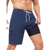 image:imageSILKWORLD Mens Swim Trunks with Compression Liner 9 Inch QuickDry Bathing Suit Beach Cargo Shorts with Zipper PocketsA03navy