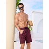 image:imageSILKWORLD Mens Swim Trunks with Compression Liner 9 Inch QuickDry Bathing Suit Beach Cargo Shorts with Zipper PocketsA05wine Red