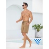 image:imageSILKWORLD Mens Swim Trunks with Compression Liner 9 Inch QuickDry Bathing Suit Beach Cargo Shorts with Zipper PocketsA07khaki