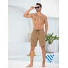 image:imageSILKWORLD Mens Swim Trunks with Compression Liner 9 Inch QuickDry Bathing Suit Beach Cargo Shorts with Zipper PocketsA07khaki