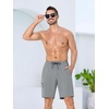 image:imageSILKWORLD Mens Swim Trunks with Compression Liner 9 Inch QuickDry Bathing Suit Beach Cargo Shorts with Zipper PocketsA08light Grey