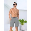 image:imageSILKWORLD Mens Swim Trunks with Compression Liner 9 Inch QuickDry Bathing Suit Beach Cargo Shorts with Zipper PocketsA08light Grey