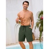 image:imageSILKWORLD Mens Swim Trunks with Compression Liner 9 Inch QuickDry Bathing Suit Beach Cargo Shorts with Zipper PocketsArmy Green