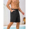 image:imageSILKWORLD Mens Swim Trunks with Compression Liner 9 Inch QuickDry Bathing Suit Beach Cargo Shorts with Zipper PocketsBlack