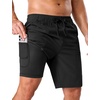 image:imageSILKWORLD Mens Swim Trunks with Compression Liner 9 Inch QuickDry Bathing Suit Beach Cargo Shorts with Zipper PocketsBlack