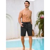 image:imageSILKWORLD Mens Swim Trunks with Compression Liner 9 Inch QuickDry Bathing Suit Beach Cargo Shorts with Zipper PocketsBlack