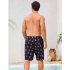image:imageSILKWORLD Mens Swim Trunks with Compression Liner 9 Inch QuickDry Bathing Suit Beach Cargo Shorts with Zipper PocketsBlack With Pink Palms