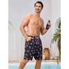 image:imageSILKWORLD Mens Swim Trunks with Compression Liner 9 Inch QuickDry Bathing Suit Beach Cargo Shorts with Zipper PocketsBlack With Pink Palms