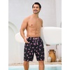 image:imageSILKWORLD Mens Swim Trunks with Compression Liner 9 Inch QuickDry Bathing Suit Beach Cargo Shorts with Zipper PocketsBlack With Pink Palms