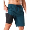 image:imageSILKWORLD Mens Swim Trunks with Compression Liner 9 Inch QuickDry Bathing Suit Beach Cargo Shorts with Zipper PocketsCobalt Blue