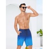 image:imageSILKWORLD Mens Swim Trunks with Compression Liner 9 Inch QuickDry Bathing Suit Beach Cargo Shorts with Zipper PocketsGradientblue
