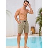 image:imageSILKWORLD Mens Swim Trunks with Compression Liner 9 Inch QuickDry Bathing Suit Beach Cargo Shorts with Zipper PocketsKhaki