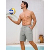 image:imageSILKWORLD Mens Swim Trunks with Compression Liner 9 Inch QuickDry Bathing Suit Beach Cargo Shorts with Zipper PocketsLight Grey