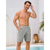 image:imageSILKWORLD Mens Swim Trunks with Compression Liner 9 Inch QuickDry Bathing Suit Beach Cargo Shorts with Zipper PocketsLight Grey