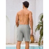 image:imageSILKWORLD Mens Swim Trunks with Compression Liner 9 Inch QuickDry Bathing Suit Beach Cargo Shorts with Zipper PocketsLight Grey