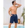 image:imageSILKWORLD Mens Swim Trunks with Compression Liner 9 Inch QuickDry Bathing Suit Beach Cargo Shorts with Zipper PocketsNavy