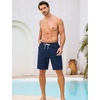 image:imageSILKWORLD Mens Swim Trunks with Compression Liner 9 Inch QuickDry Bathing Suit Beach Cargo Shorts with Zipper PocketsNavy